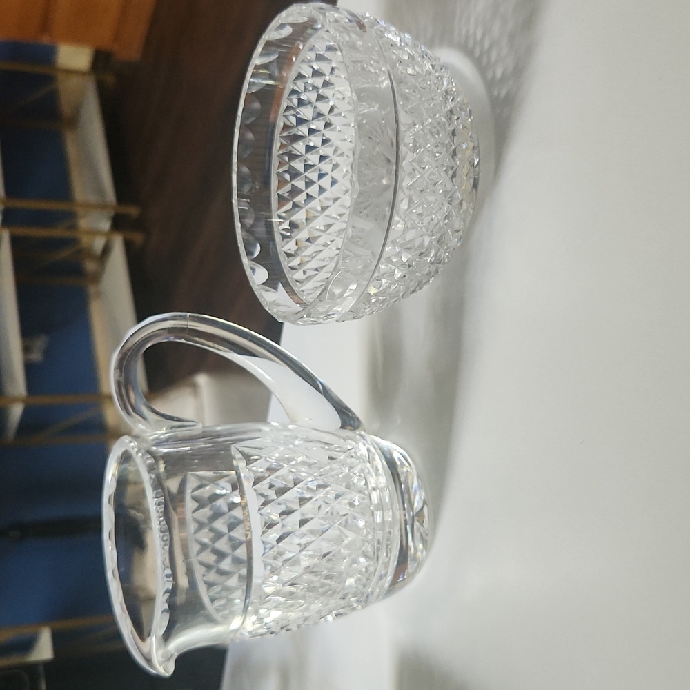 Crystal Glass Creamer and Sugar Bowl Set